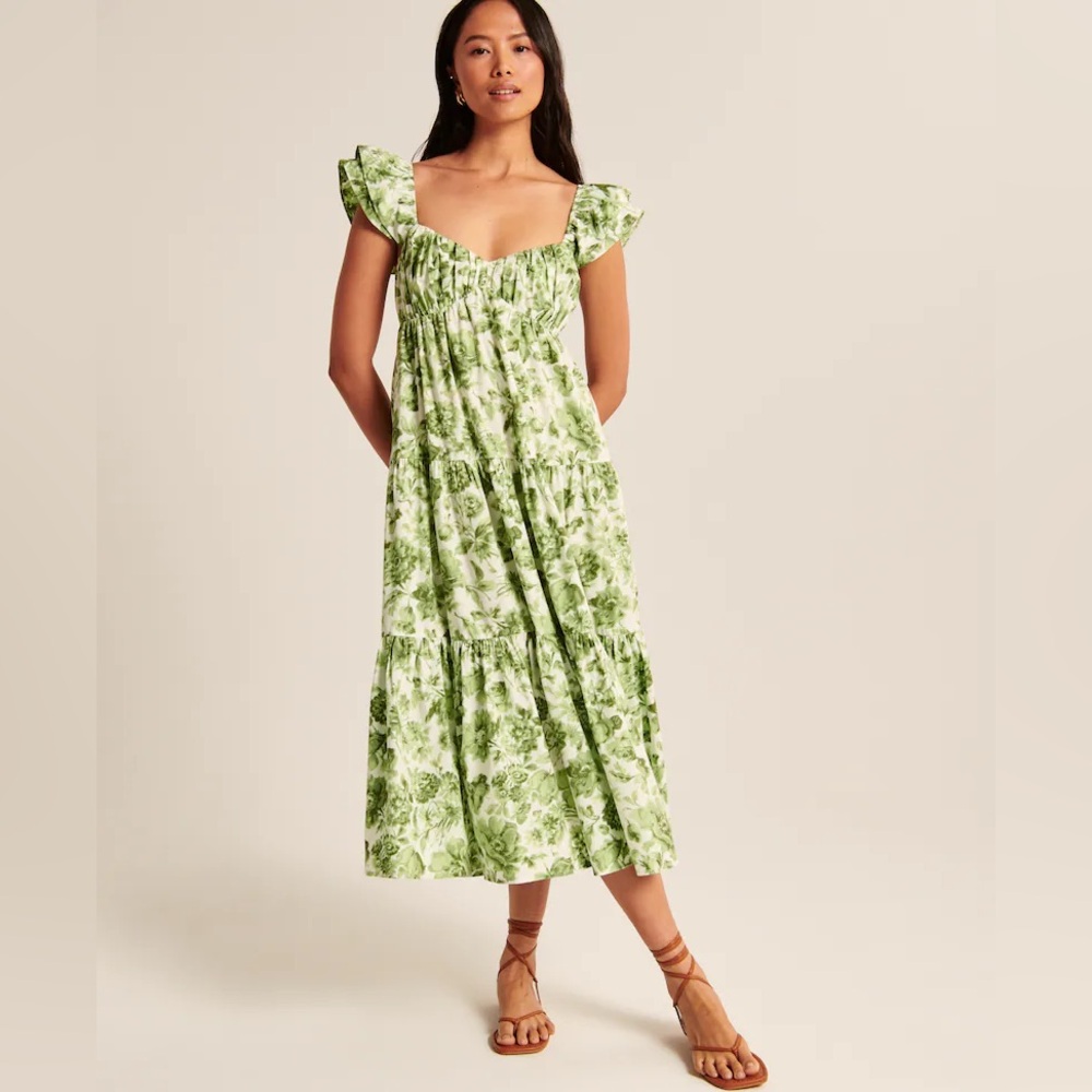 Abercrombie & Fitch Ruffle Sleeve Poplin Midaxi Dress
Original Price $100